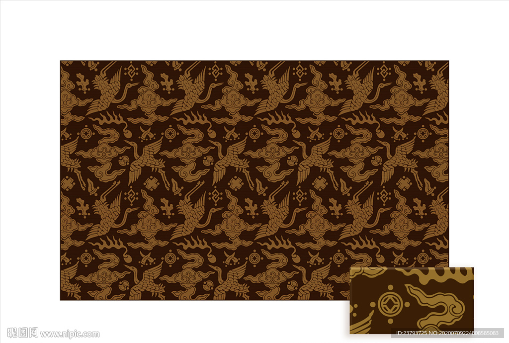 仙鹤四合如意云纹背景