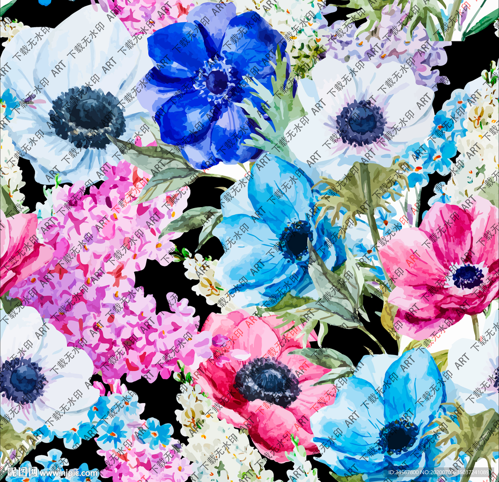 手绘花 数码印花 菊花 星满天