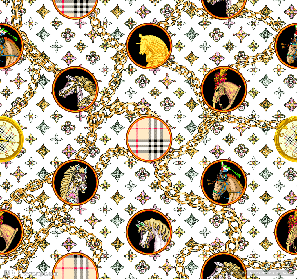 链条 马头 大牌 方巾