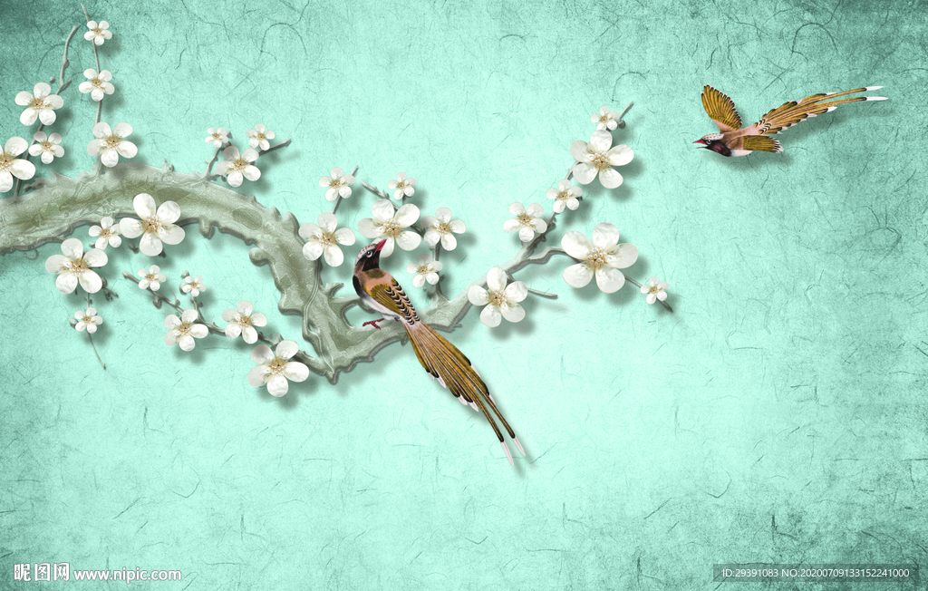 手绘花鸟图新中式花鸟图片