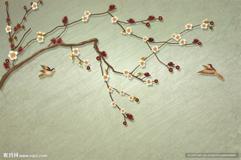 手绘花鸟图新中式花鸟图片