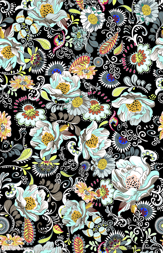 树叶 数码 印花 大牌 花朵