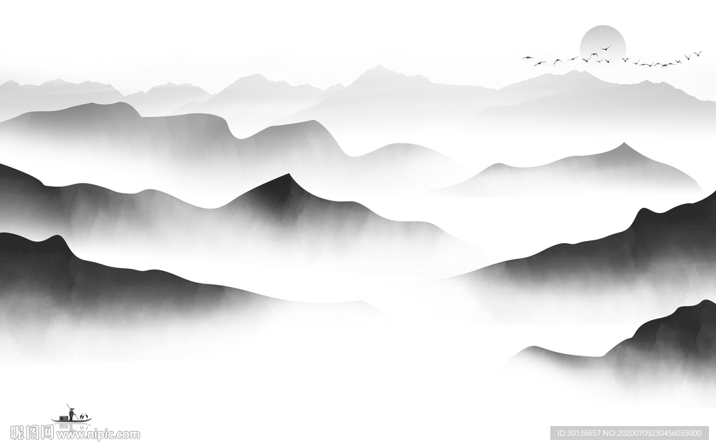 别墅中式简约山水 TIF分层