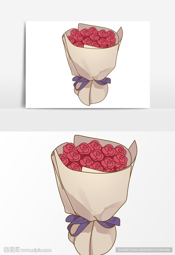 七夕节玫瑰花手绘元素