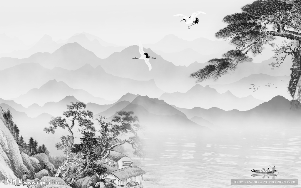 高档中式简约山水 TIF分层