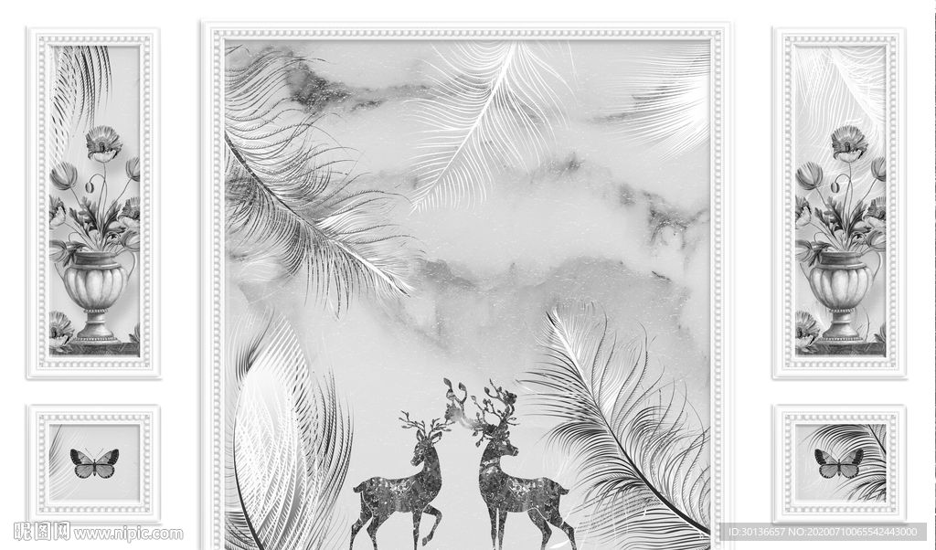 高清 中式简约山水 TIF分层