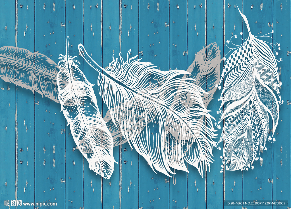 现代简约羽毛背景墙