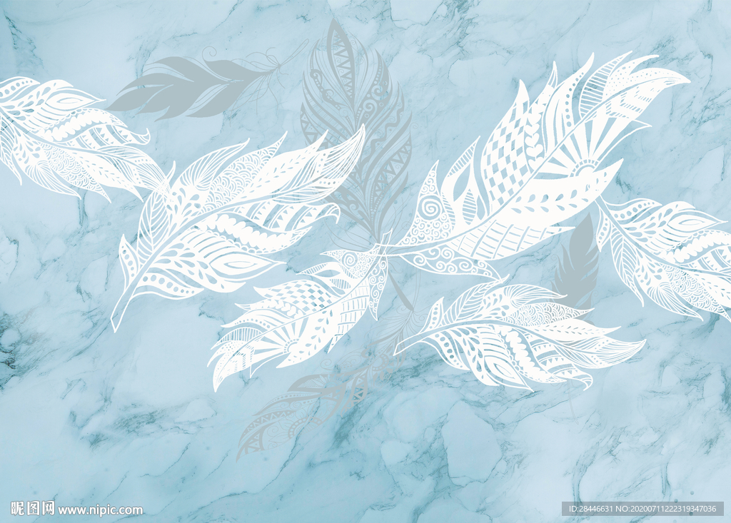 现代简约羽毛背景墙