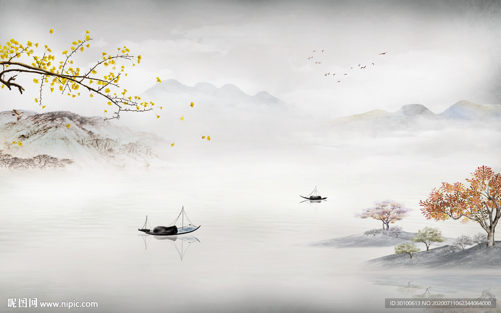 高清 爆款新山水画 TIF分层