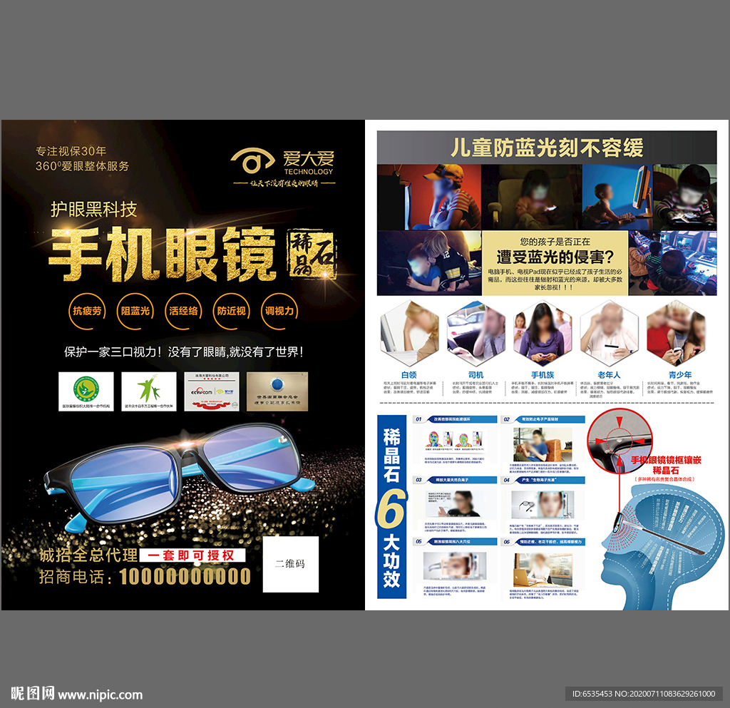手机防蓝光眼镜宣传单