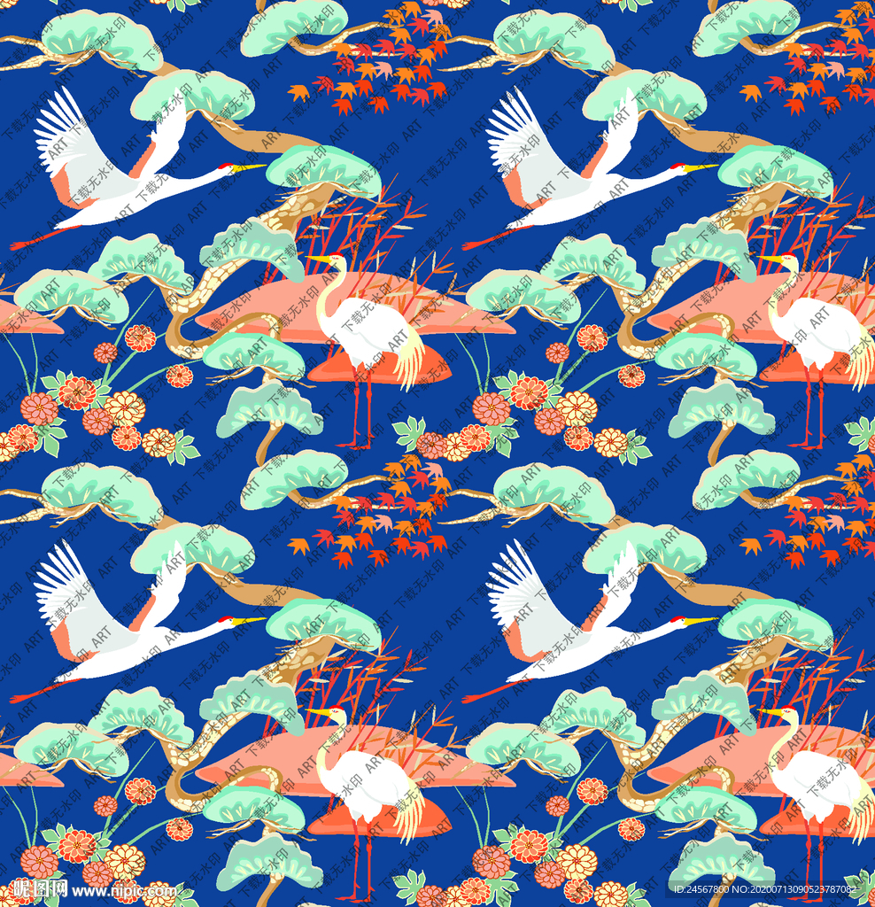 仙鹤 野鹤 大牌 方巾 中国风