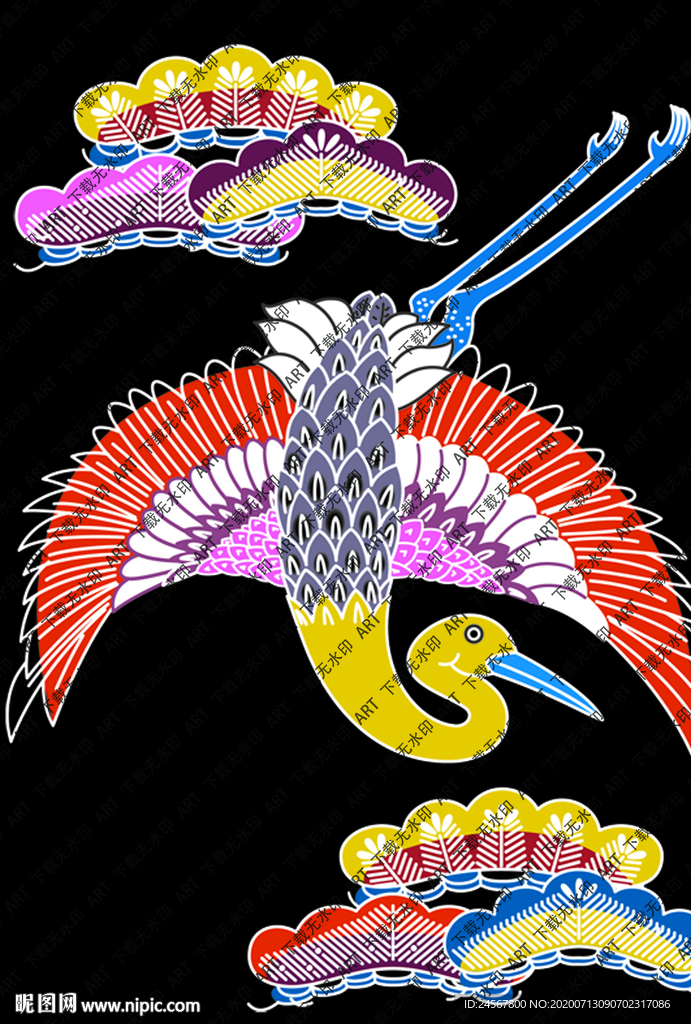 仙鹤 野鹤 大牌 方巾 祥云