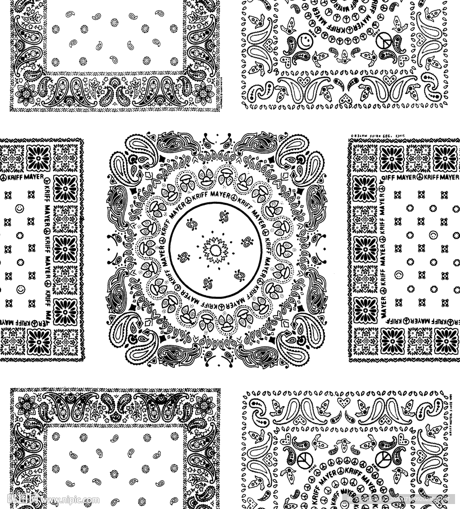 大牌 方巾 腰果 潮牌 矢量