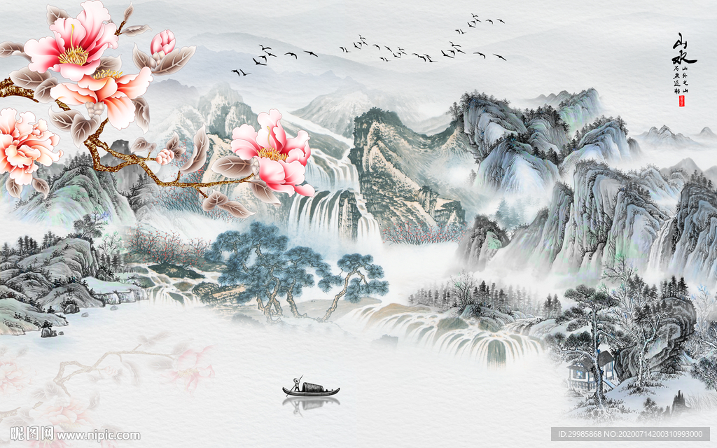 中国风最新山水新画 tif分层