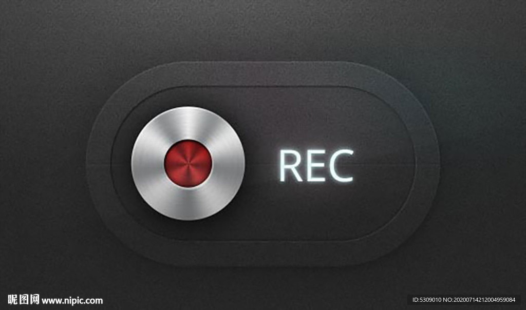 金属质感录音按钮开关psd设计