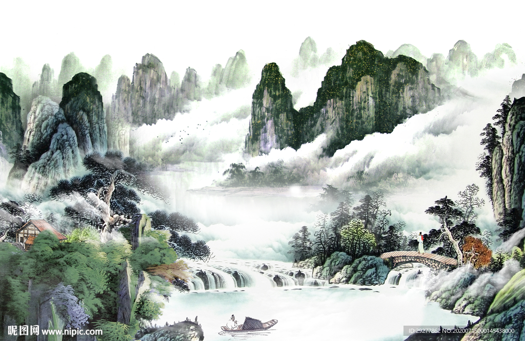 新中式新品新山水画 TIF分层