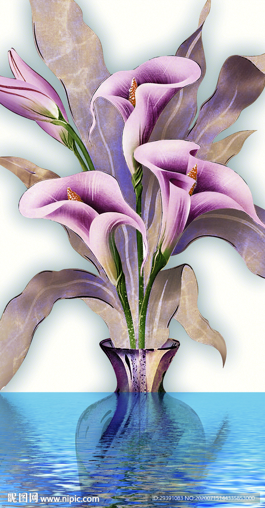 水中马蹄莲百合花分层图片