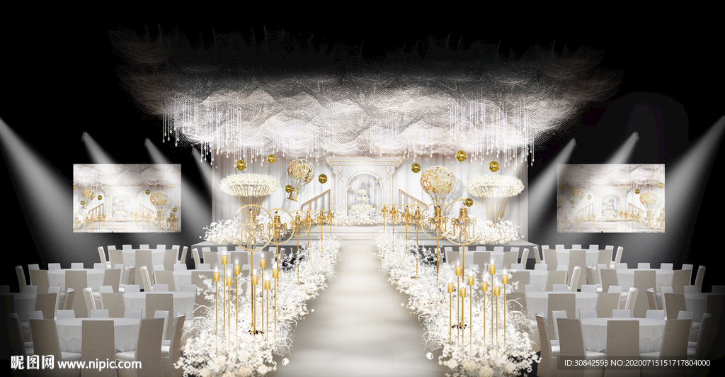 浅香槟婚礼手绘效果图