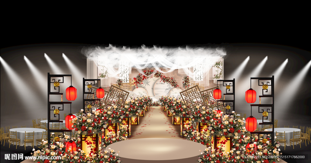 新中式婚礼手绘效果图