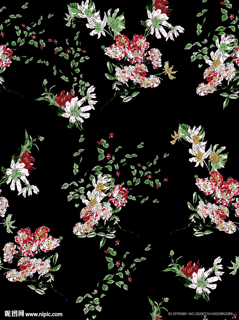 小碎花 数码 印花 大牌 花朵