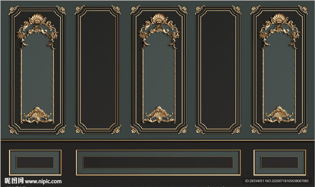 现代欧式石膏几何图案电视背景墙