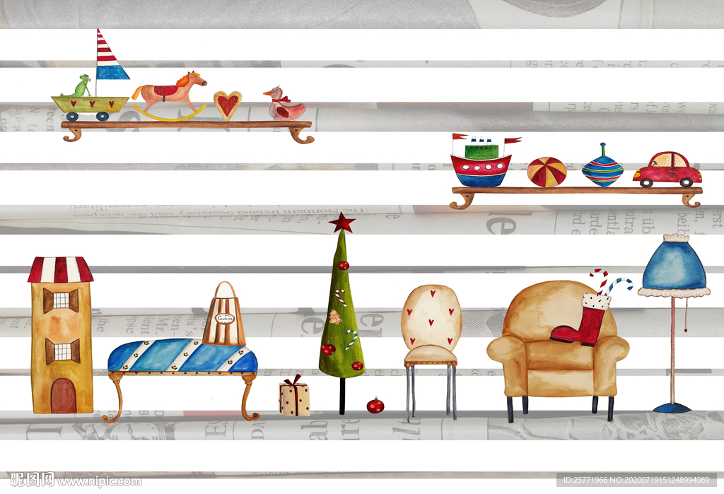 儿童房背景墙 卡通壁纸