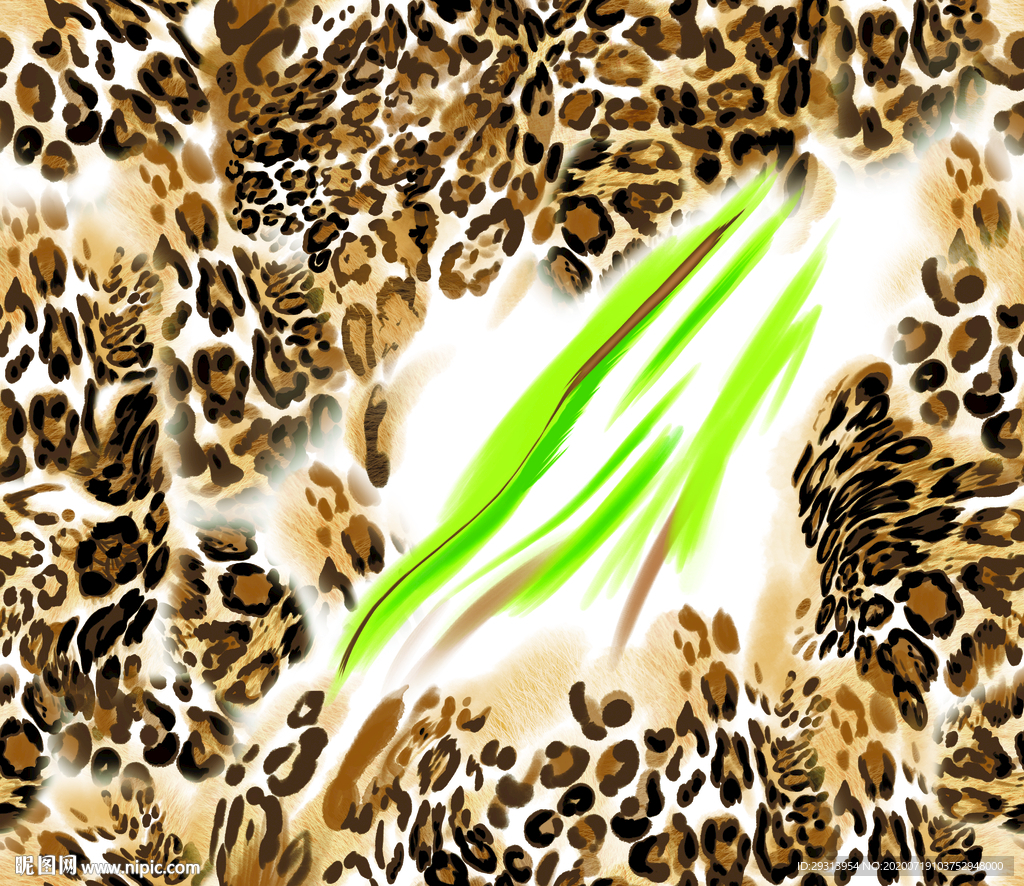 大牌豹纹手绘花