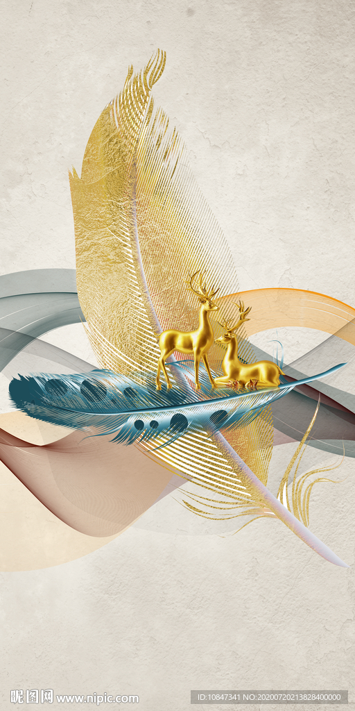 羽毛高端玄关画 TIF分层