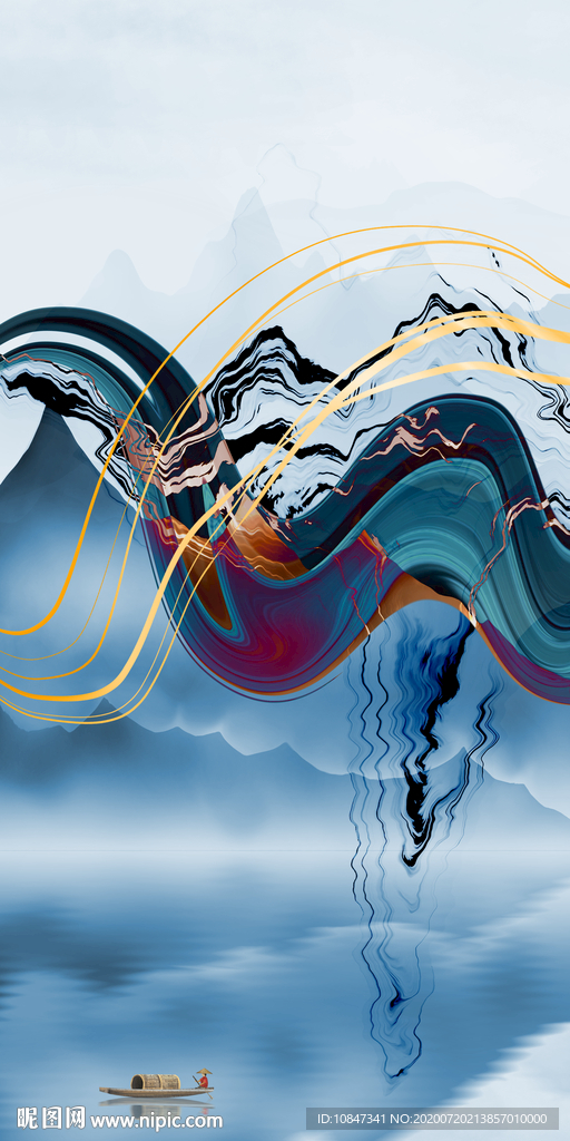 线条高端玄关画 TIF分层