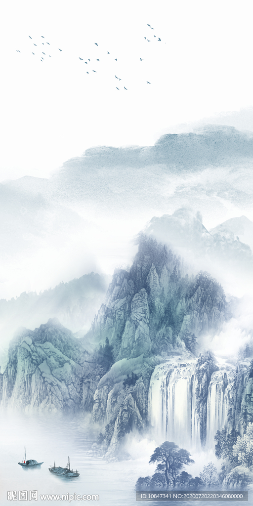 国画高端玄关画 TIF分层