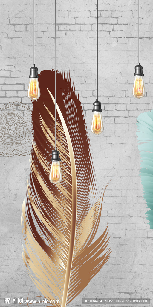 羽毛现代玄关画 TIF分层