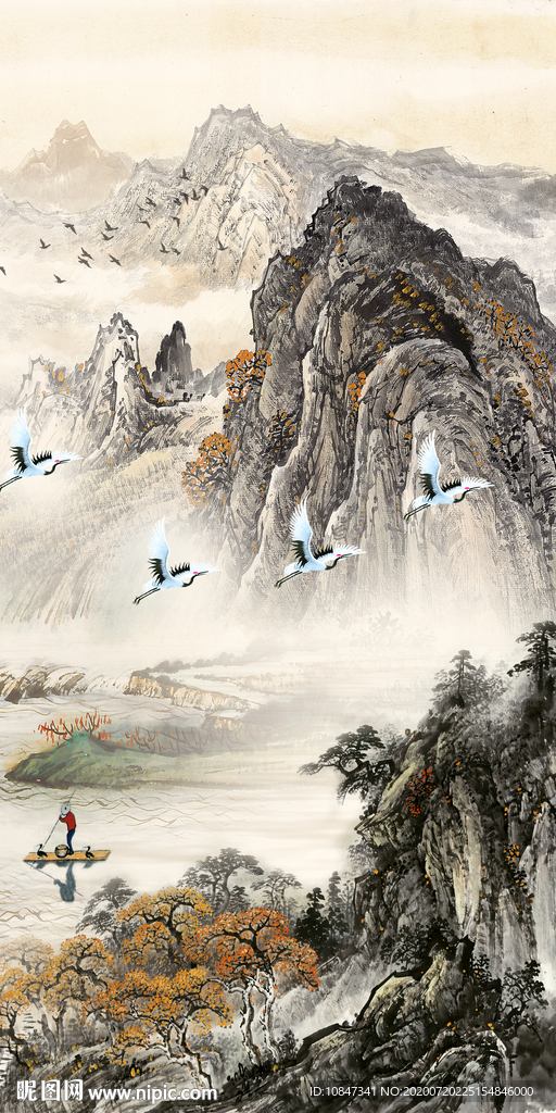 新品新山水玄关画 TIF分层