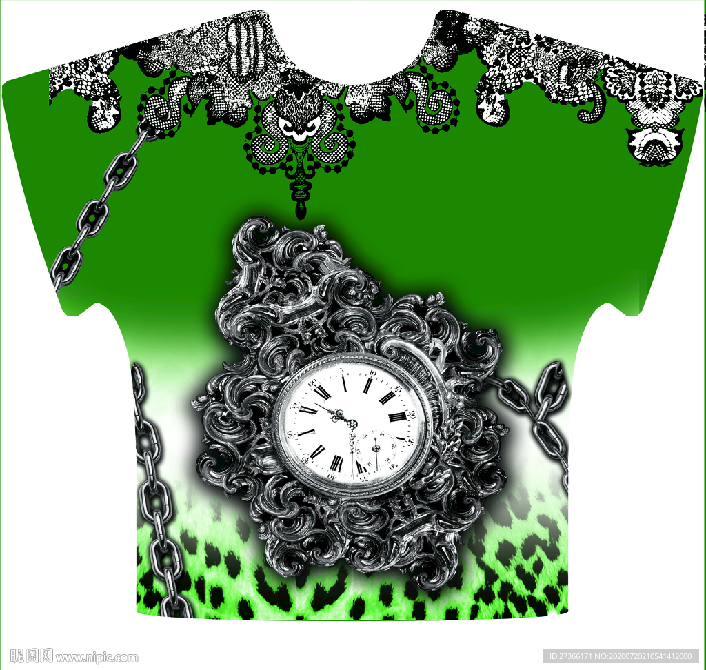 数码印钟表豹纹