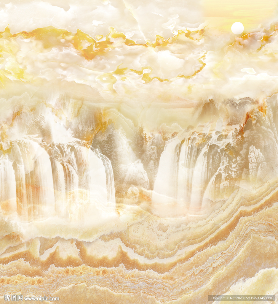 旭日东升  山水石纹 飞鸟石纹