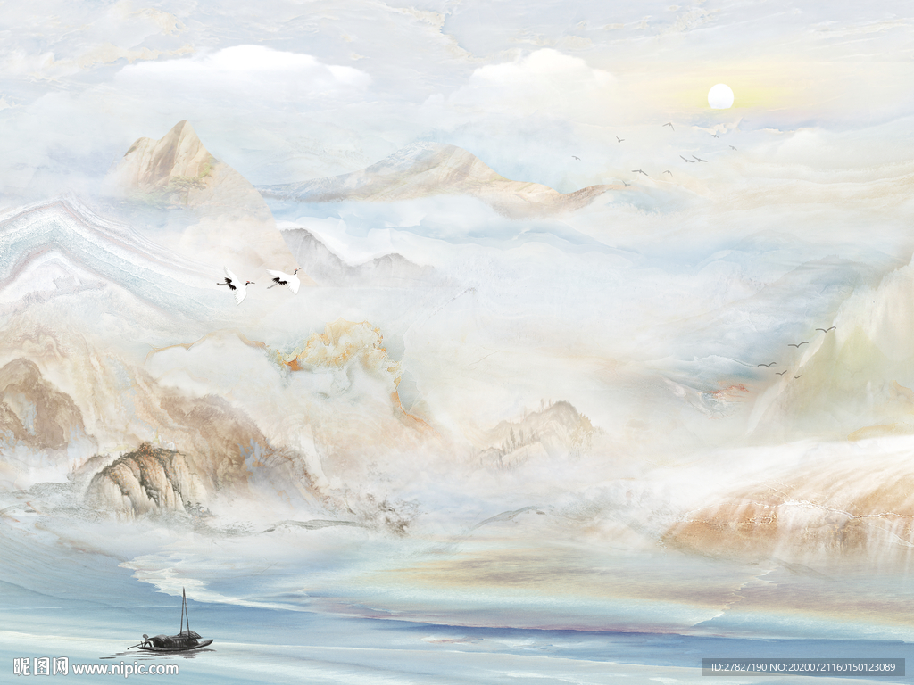 旭日东升石纹 旭日东升 飞鸟石