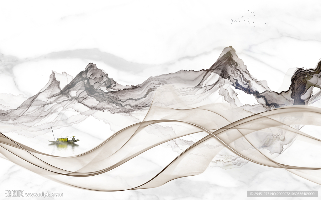 中式轻奢山水画 tif分层