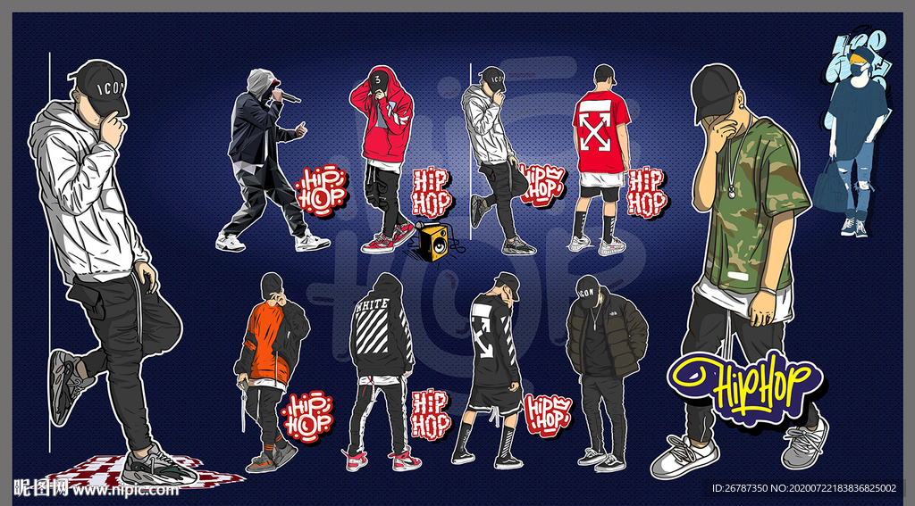 矢量手绘潮男系列