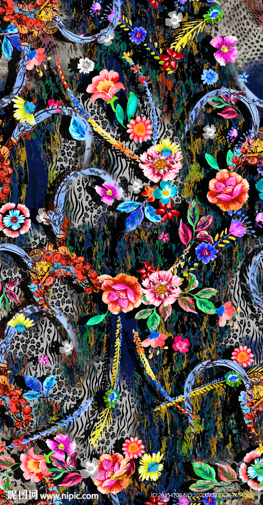 大牌 沾染 手绘 花 豹纹