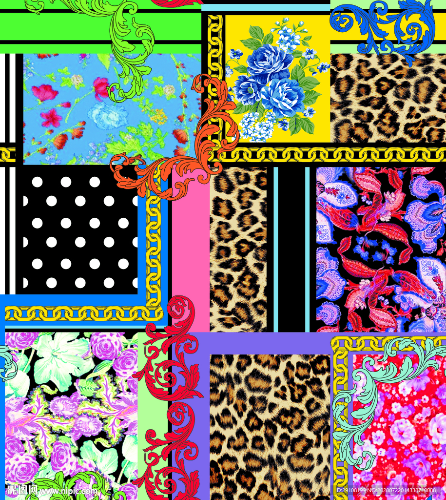 大牌花型 豹纹 腰果 欧式