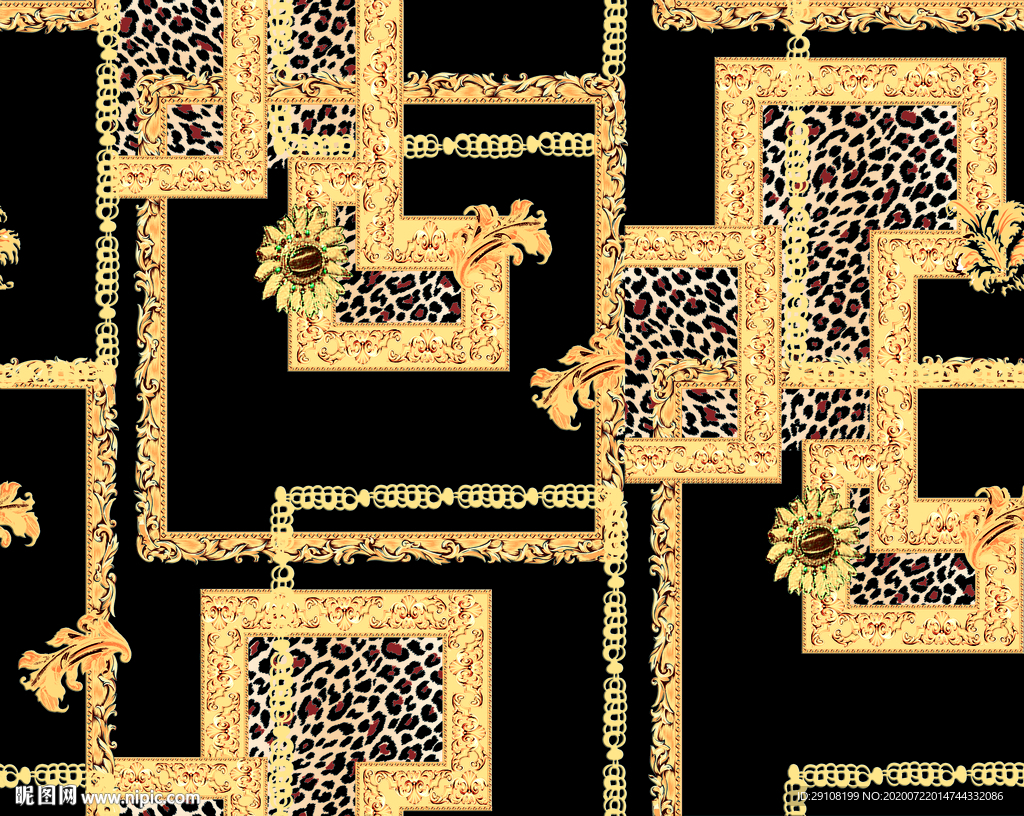 大牌花型 豹纹 欧式 链条