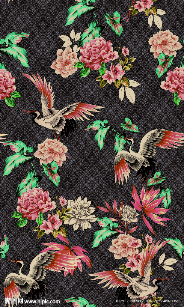 大牌花型 热带花 鹤