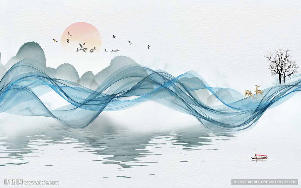 中式山水爆款画 TIF分层