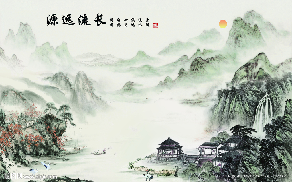 中国风山水爆款画 TIF分层