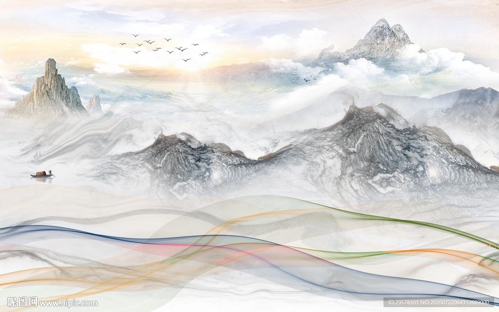 石纹山水爆款画 TIF分层