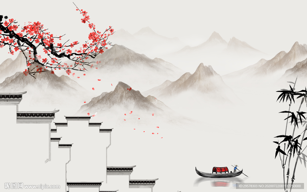 徽派山水爆款画 TIF分层