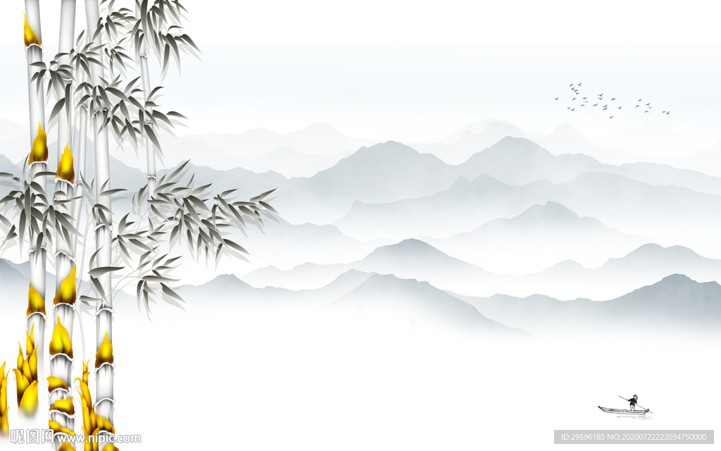 大气新热款山水画 tif分层