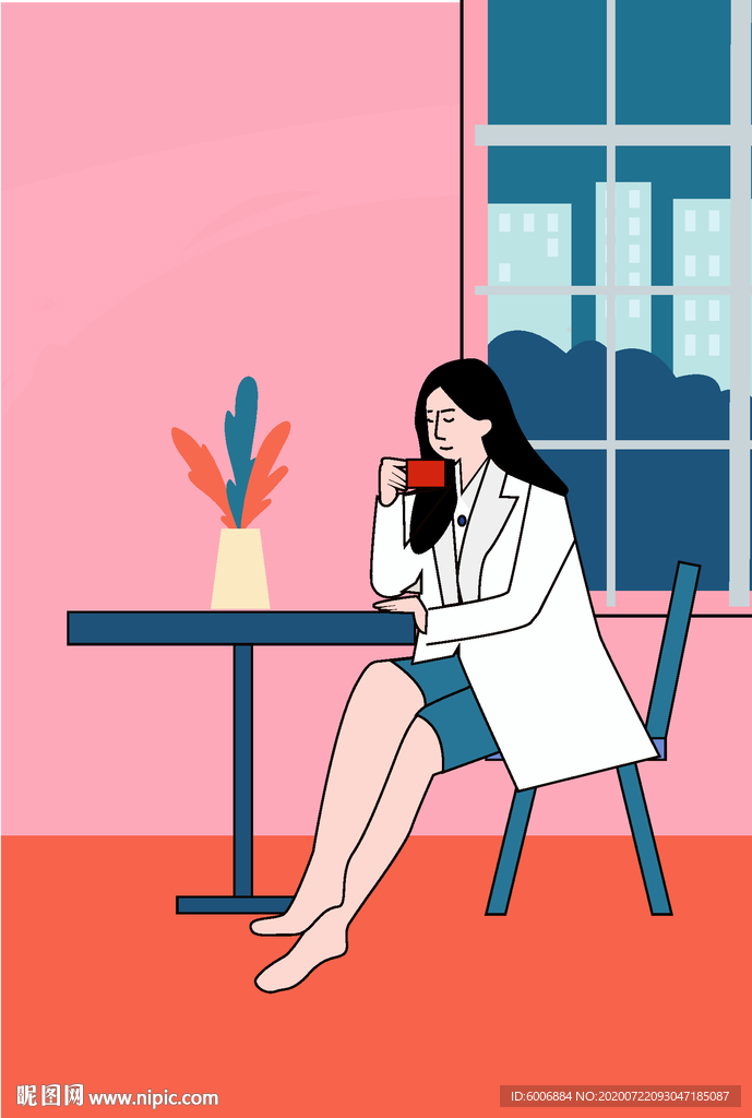 时尚美女扁平化插画人物图片