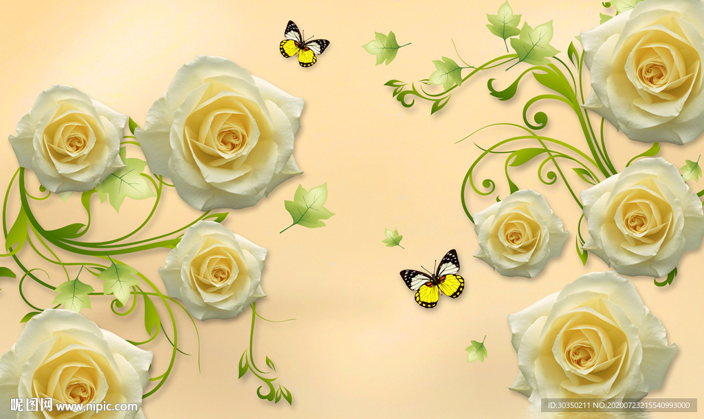 现代简约黄玫瑰客厅电视背景墙