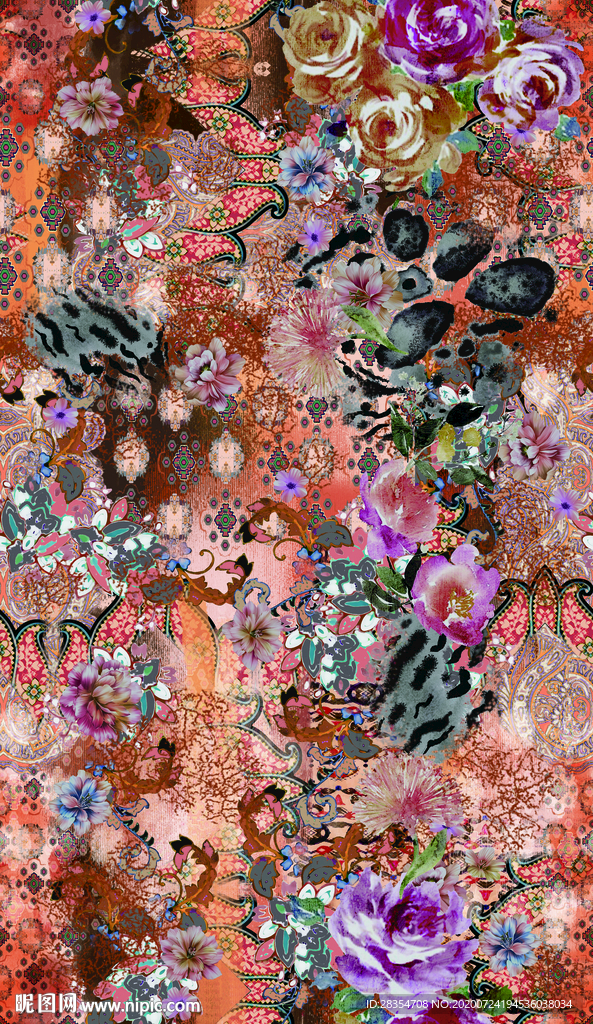 豹纹 扎染 民族风 潮牌手绘花