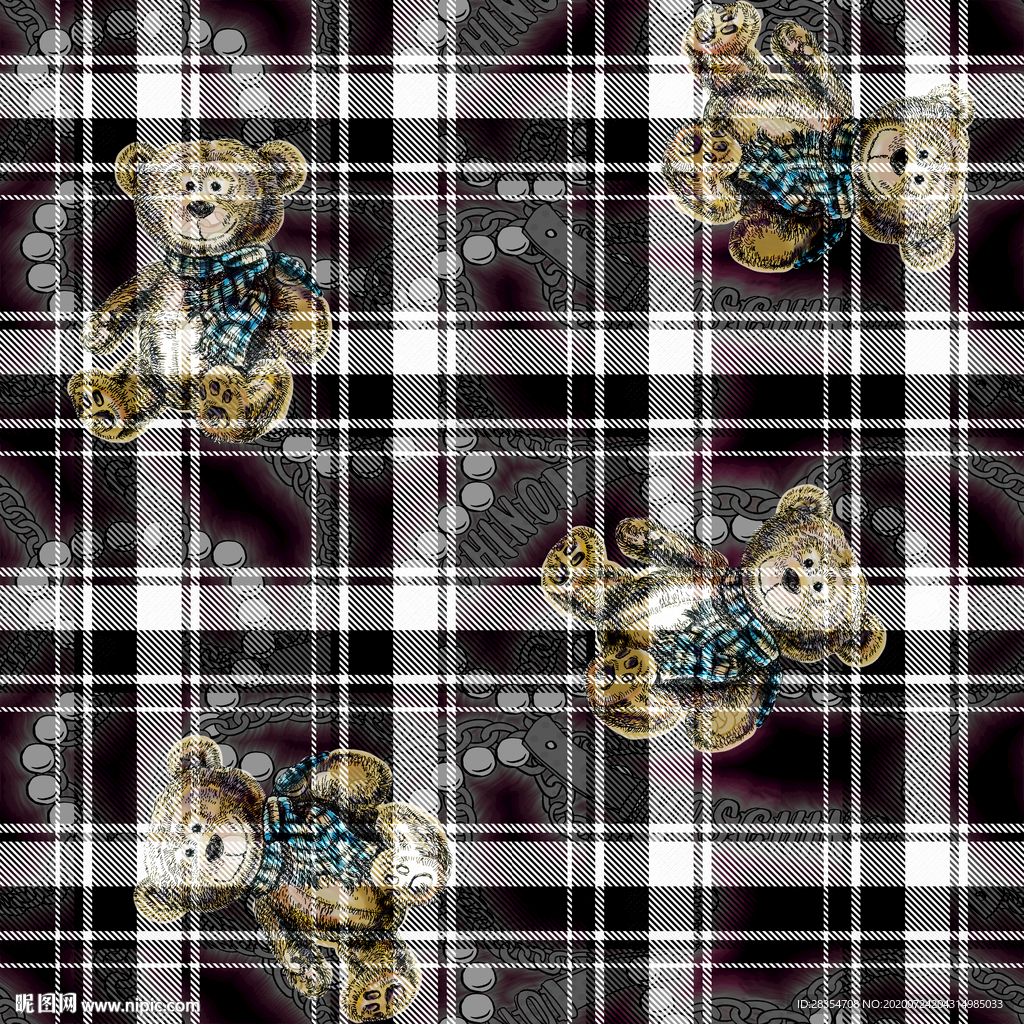 大牌 卡通 熊 格子